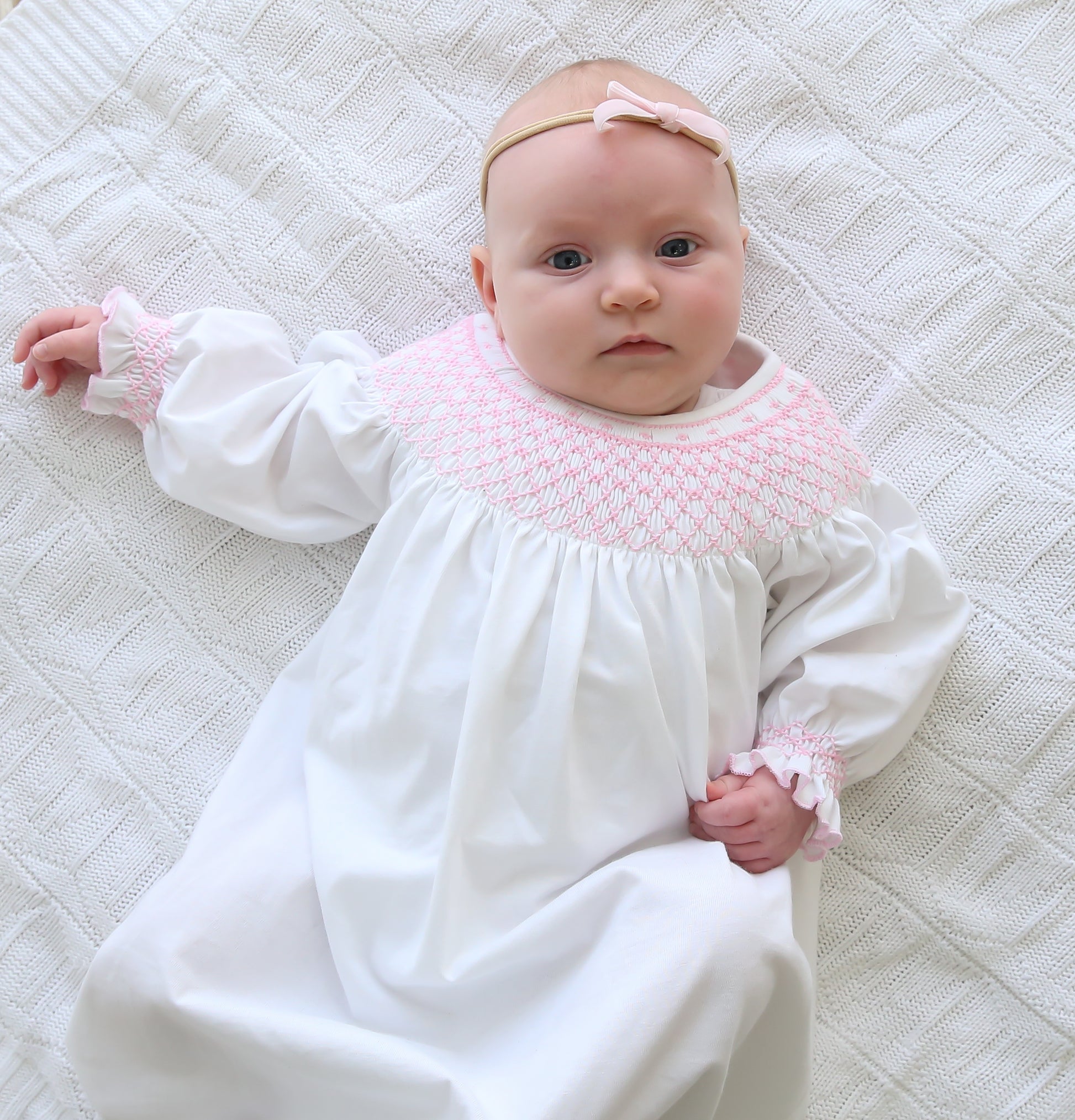 Smocked Welcome Home Gown - White / Newborn Smocked Welcome Home Gown - White / Newborn