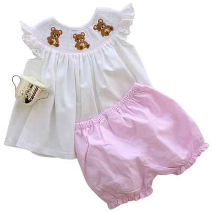 Pink Teddy Bear Short Set