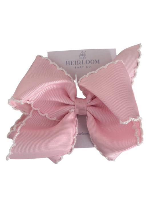 Pink Stitch Edge Grosgrain Bow