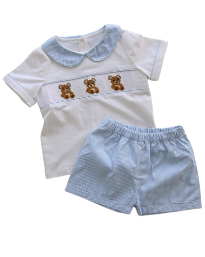 Blue Teddy Bear Short Set